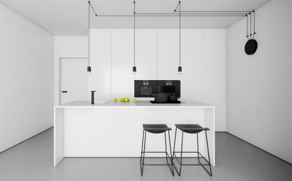 Dapur dengan konsep monokrom minimalis